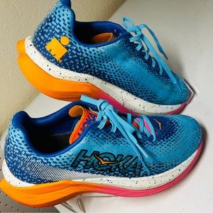 HOKA Ironman Mach X Unisex 9.5/8.5 blue orange. Everyday run, race shoe